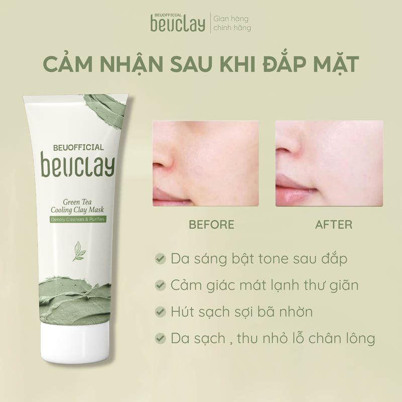 Ảnh Combo 2 mặt nạ đất sét trà xanh BeUclay 70g 4