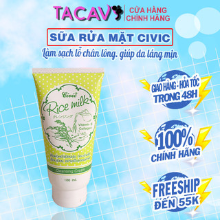 Sữa rửa mặt gạo Civic Rice Milk Thái Lan 180ml Sữa Rửa Mặt Trắng Da Hàng Chính Hãng Nội Địa Thái Lan