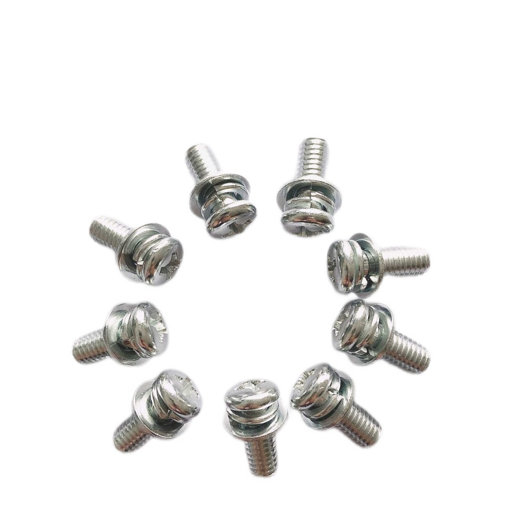( Thép mạ)50 cái M3, M4, M5, M6 Vít pake liền long đen, vít liền phẳng vênh thép mạ M3-M6