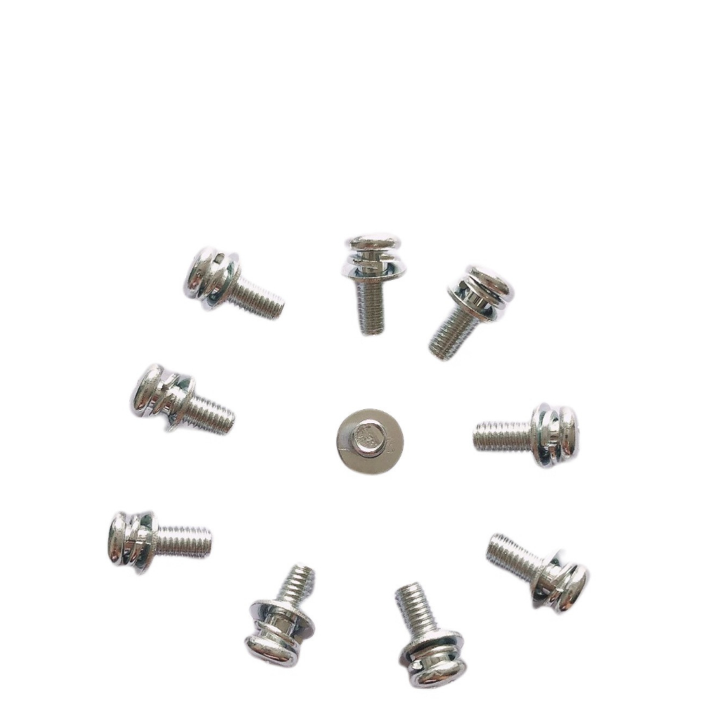 ( Thép mạ)50 cái M3, M4, M5, M6 Vít pake liền long đen, vít liền phẳng vênh thép mạ M3-M6