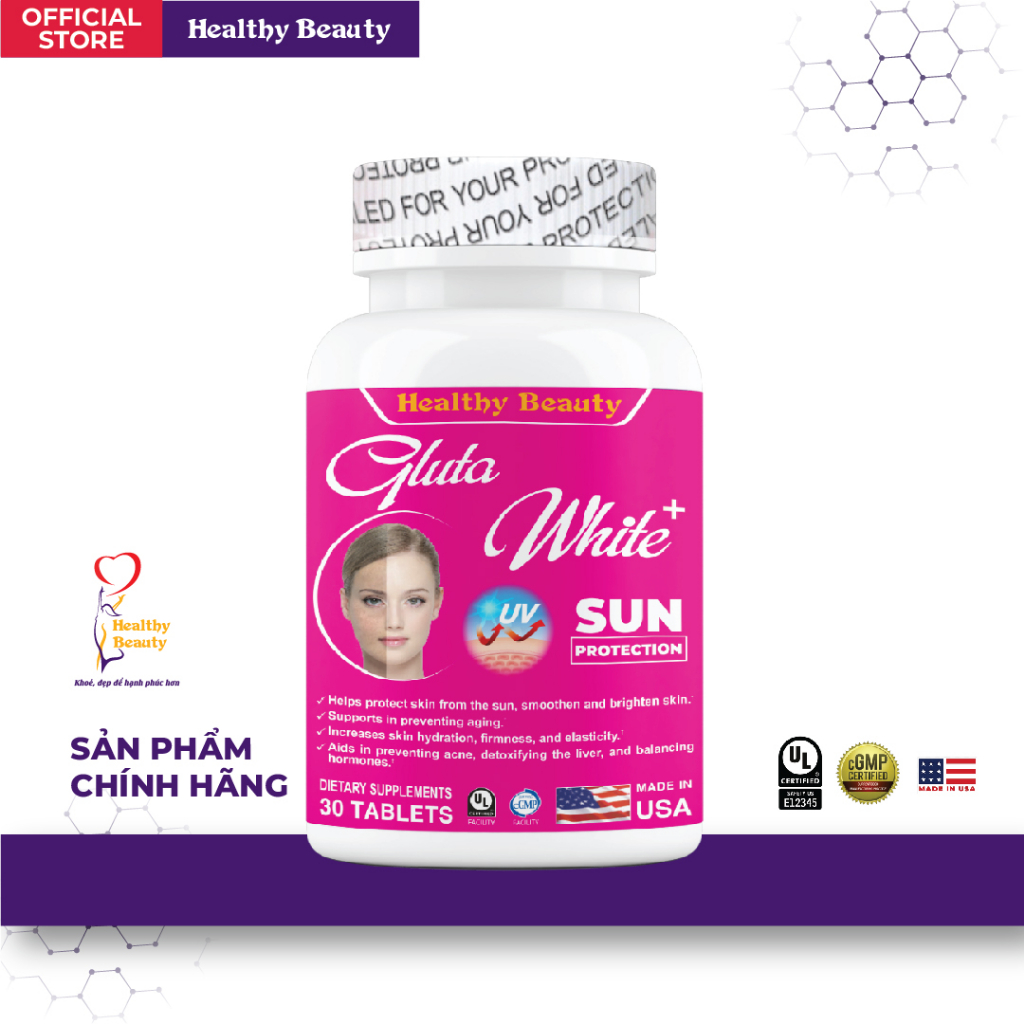 Ảnh Viên Uống Giúp Chống Nắng Trắng Da Mờ Nám HB GLUTA WHITE + 1