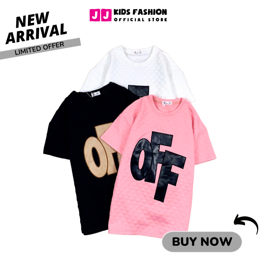 Đầm thời trang bé gái, Đầm cotton xốp thêu chữ Off simily size đại 30-50kg,| JJ Kids Fashion