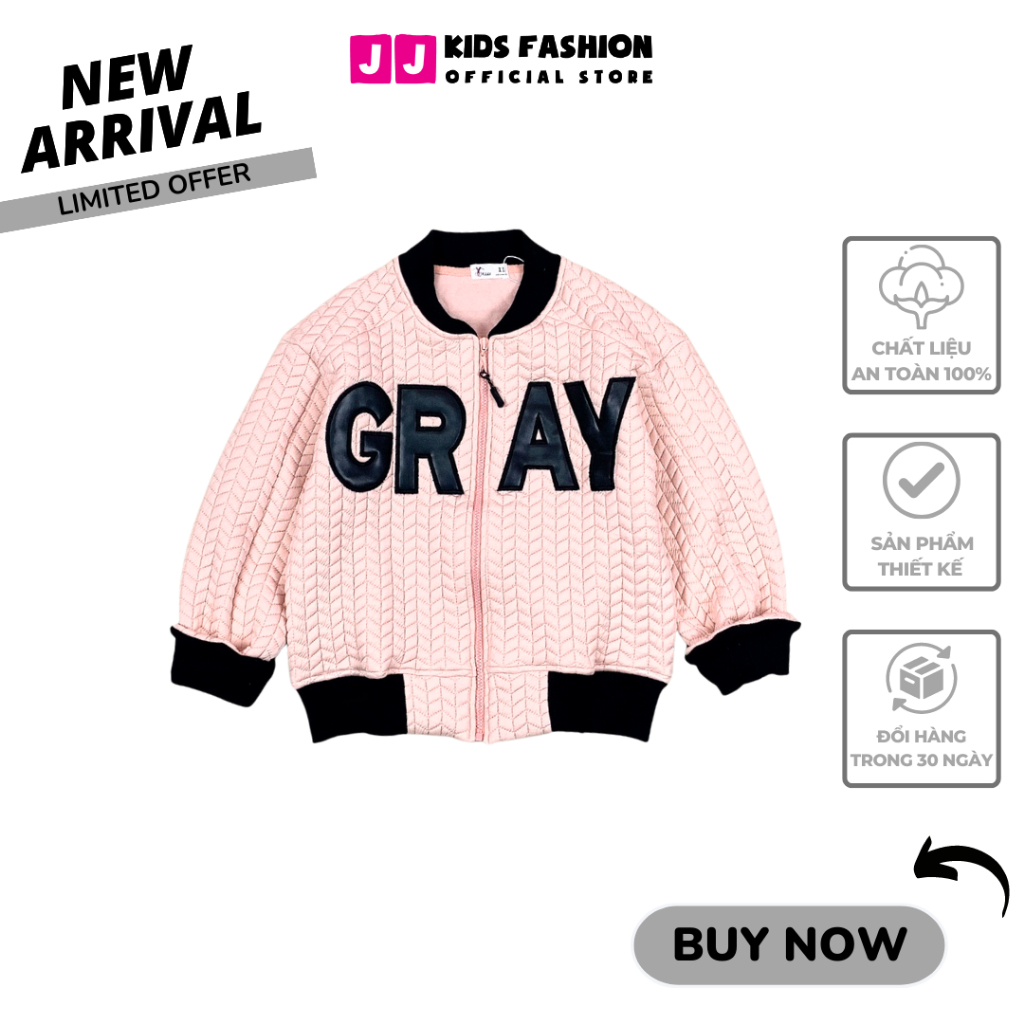 Áo khoác Bomber cho bé gái thêu chữ Simily sang trọng size đại 30-50kg  | JJ Kids
