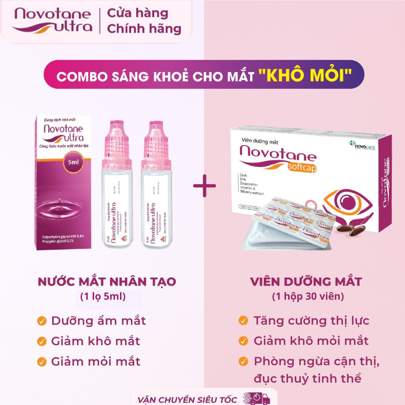 Combo dưỡng mắt Novotane Ultra 5ml & Novotane Softcap 30 viên | Shopee ...