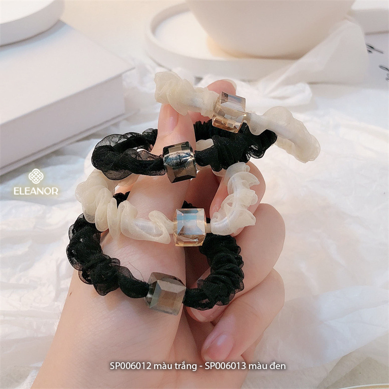 Dây buộc tóc nữ thun co dãn Eleanor Accessories mặt đính đá phụ kiện tóc 6012