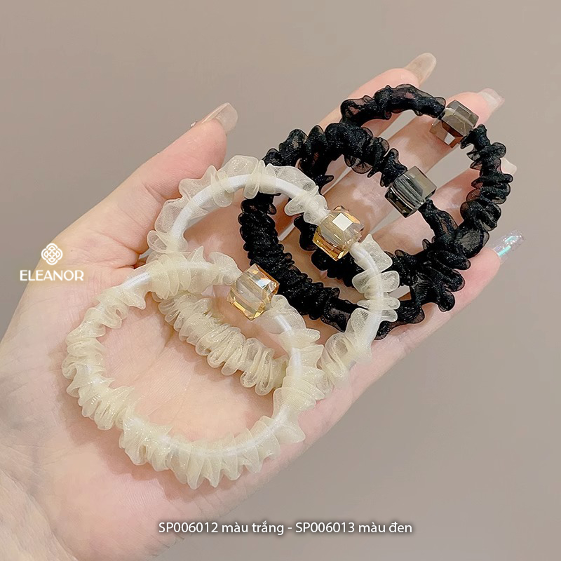 Dây buộc tóc nữ thun co dãn Eleanor Accessories mặt đính đá phụ kiện tóc 6012