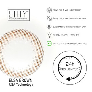 SIHY - Kính áp tròng, Lens [CẬN] Elsa Brown màu nâu nhẹ nhàng, công nghệ khóa màu 2 lớp