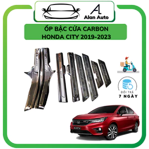 Ốp bậc cửa xe Honda City 2020 - 2023, Chất liệu hợp kim Carbon cao cấp,chống xước bậc cửa