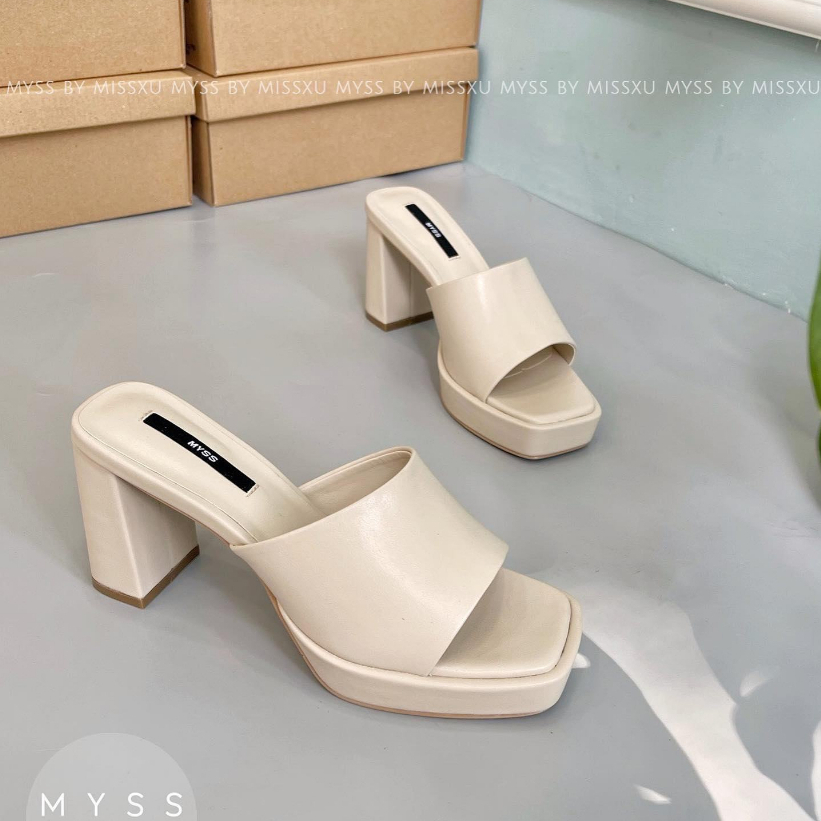Giày guốc sục nữ MYSS bản ngang lớn phối đế đúp 9cm cao cấp - SU184