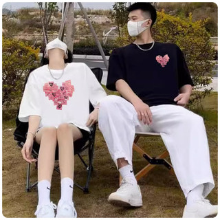 Áo thun local brand L66 mặc đôi nam nữ mùa hè unisex fom rộng cotton mát mịn cùng người yêu trái tim Note [A125]