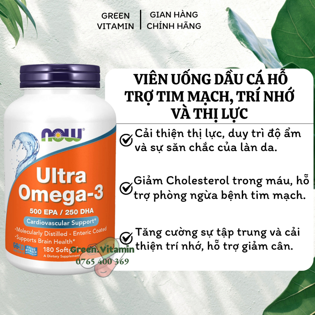 Now Ultra Omega 3 500 EPA / 250 DHA Viên uống dầu cá Omega-3 180 viên ...