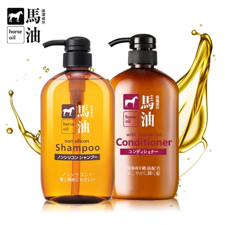 Dầu gội mỡ ngựa - Dầu xả & Sữa tắm chiết xuất mỡ ngựa Horse Oil 600ml Nhật Bản