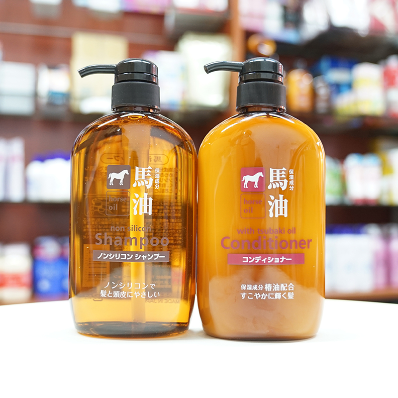 Dầu gội mỡ ngựa - Dầu xả & Sữa tắm chiết xuất mỡ ngựa Horse Oil 600ml Nhật Bản