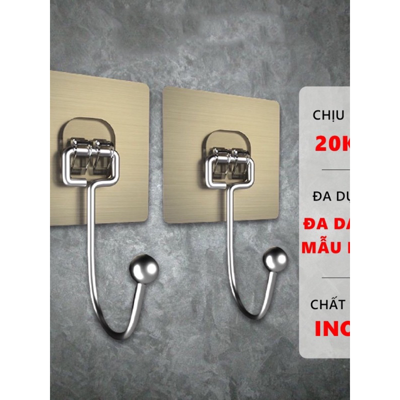 Móc dán tường INOX 304 chịu lực 20kg miếng dán tráng bạc siêu dính (   hot)
