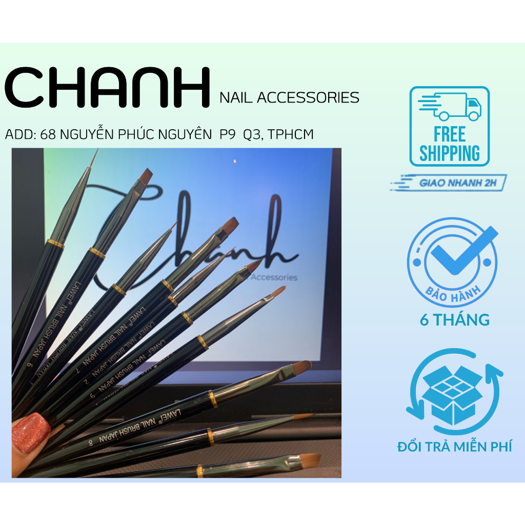 Bộ Cọ Lawei Nail Vẽ Móng 10 Cây Set Cọ Lawei Cao Cấp Lông Tự Nhiên