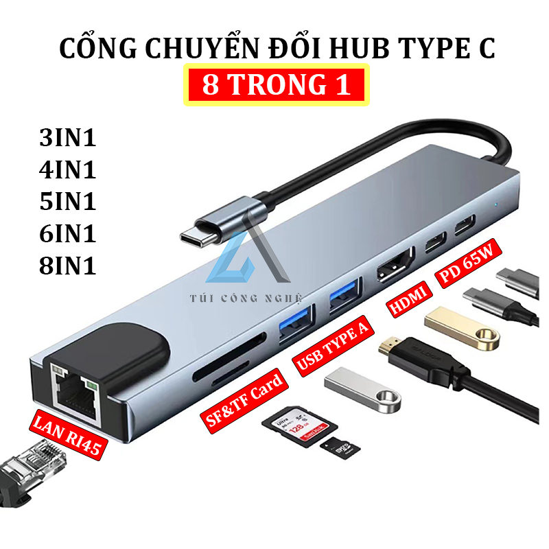 Cổng Chuyển Đổi Hub Type C Và Hub USB 3.0 - HUB USB Type-C - USB 3.0 to ...