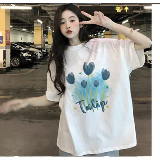 Áo thun phông tay nam nữ tay lỡ form rộng Unisex in hình hoa Tulip xinh