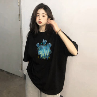 Áo thun phông tay nam nữ tay lỡ form rộng Unisex in hình hoa Tulip xinh