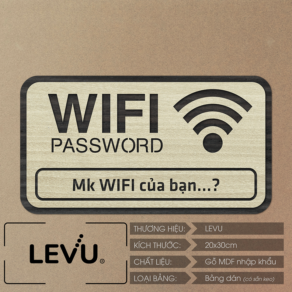 Bảng gỗ trang trí wifi password treo tường - Mẫu TW01