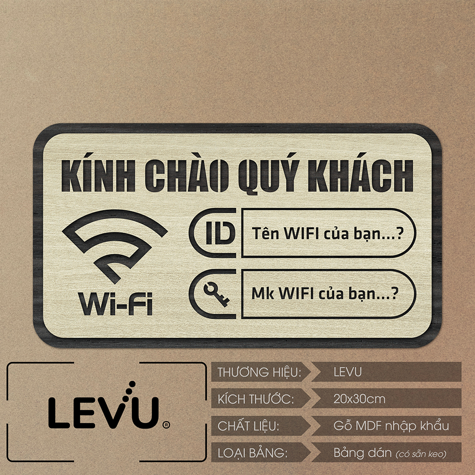 Bảng gỗ treo trang trí ghi wifi pass - Mẫu TW02