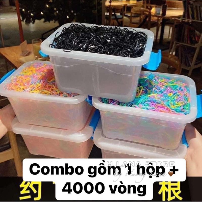 COMBO 4000 CHUN BUỘC TÓC + HỘP buộc tóc nhiều màu bản to (   hot)