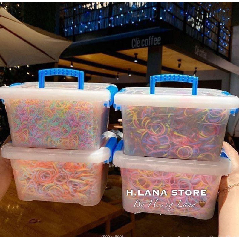 COMBO 4000 CHUN BUỘC TÓC + HỘP buộc tóc nhiều màu bản to (   hot)