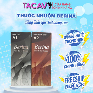 Thuốc Nhuộm Tóc Đen,Nhuộm Nâu BERINA THÁI LAN  Nhuộm Phủ Bạc A1,A2 Hàng Nội Địa Thái Chính Hãng
