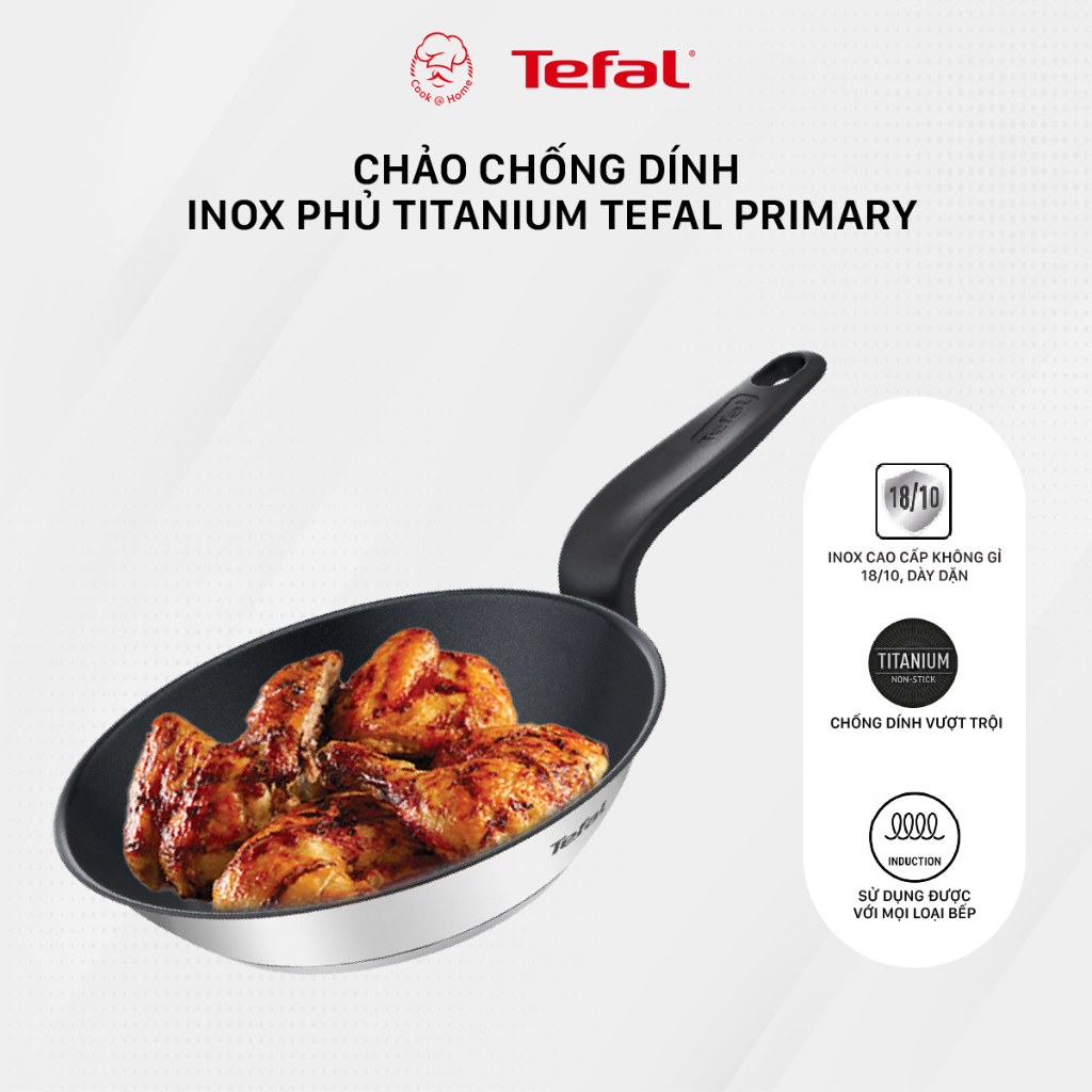 [Mã BMLTB200 giảm đến 100K đơn 499K] Chảo chống dính inox Tefal Primary kích thước 24cm dùng cho bếp từ - Bảo hành 2 năm
