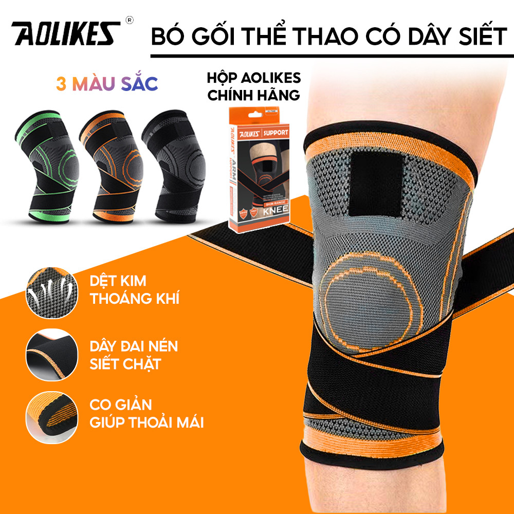 Ảnh Bó gối có dây quấn trợ lực vải dệt kim 3D thoáng khí Aolikes AL7720 3