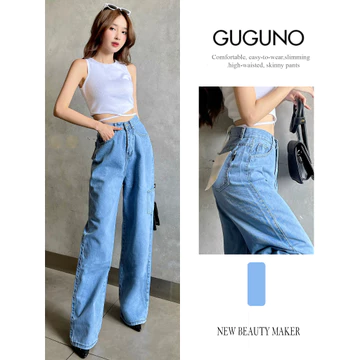 Quần jeans nữ ống rộng GUGUNO (quần jeans nữ, quần jean nữ, quần rin nữ, quần bò nữ)