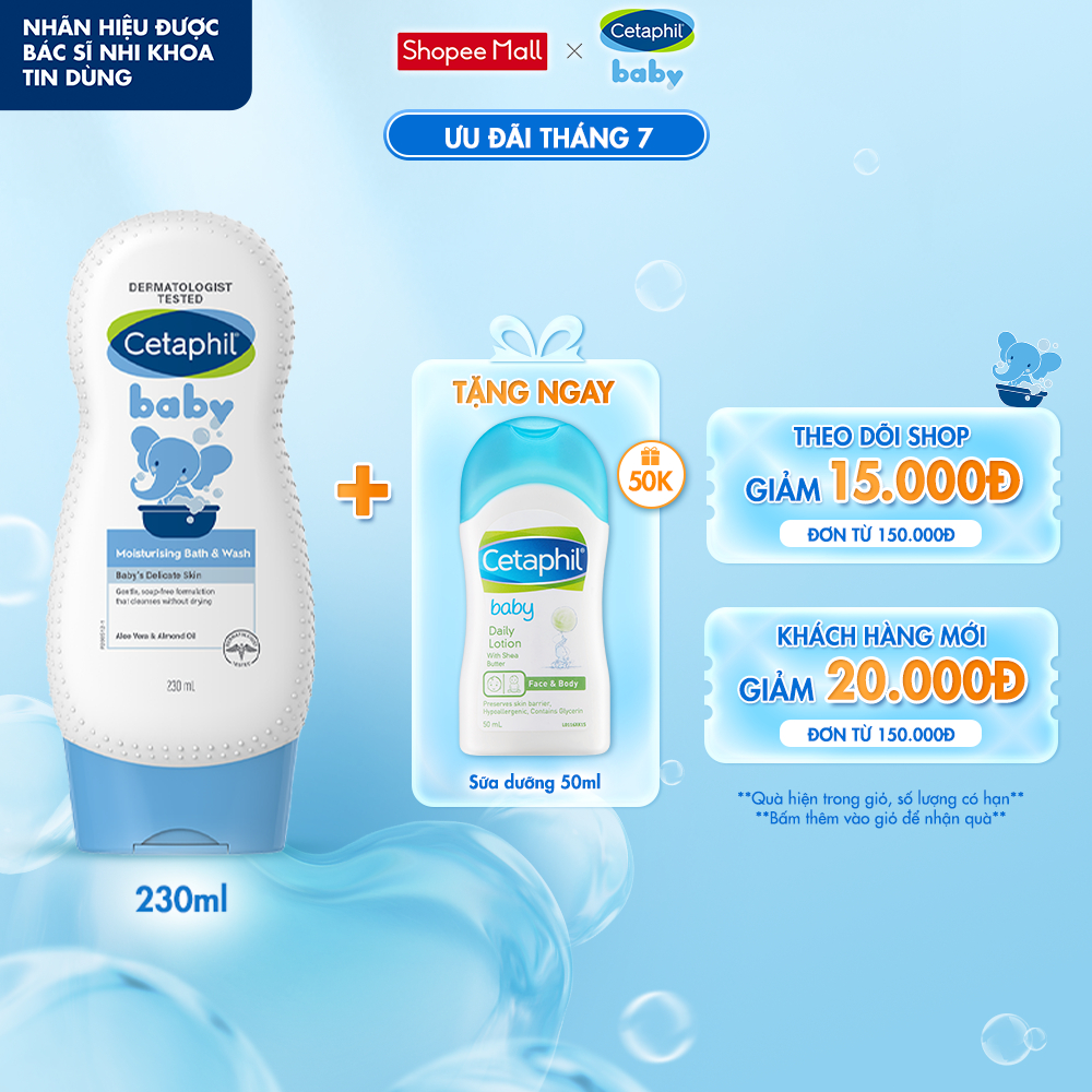 Sữa tắm dưỡng ẩm dịu lành cho bé CETAPHIL BABY MOIST BATH & WASH 230ML