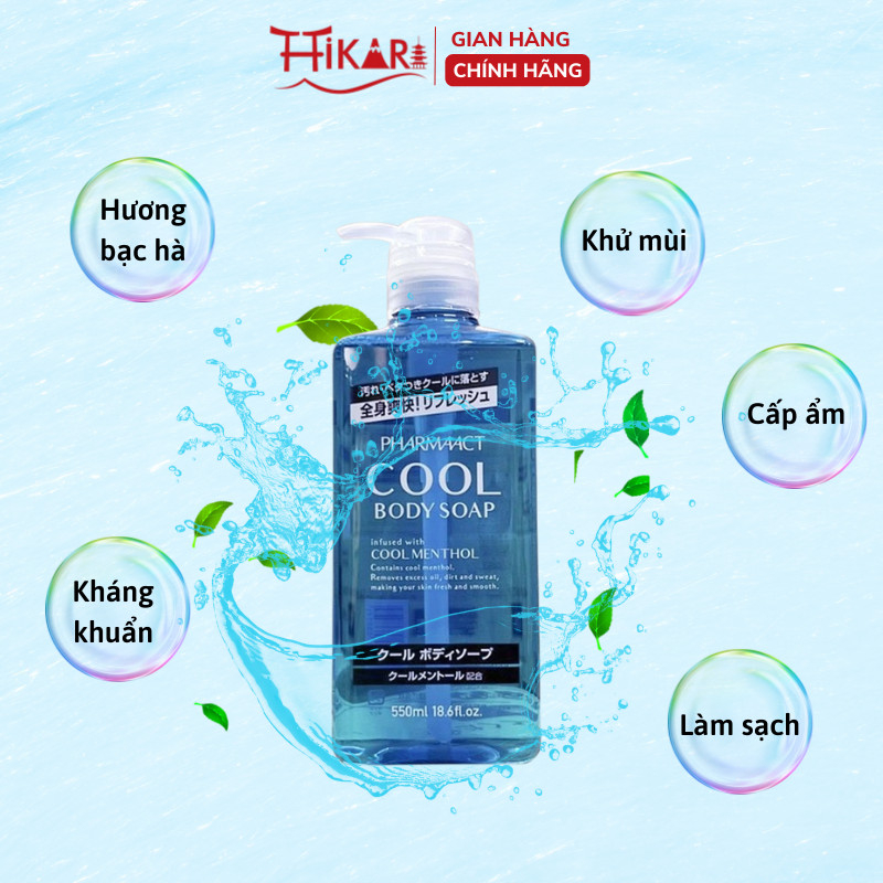 Ảnh Sữa tắm Kumano Pharmaact Cool Body Soap mát lạnh dành cho nam giới 550ml 2