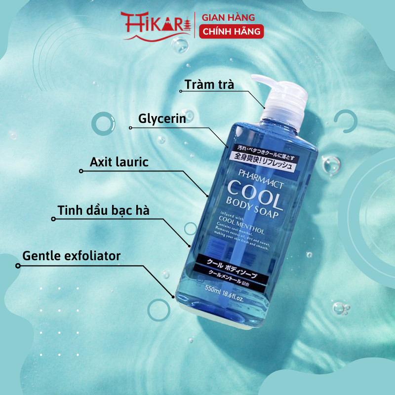 Ảnh Sữa tắm Kumano Pharmaact Cool Body Soap mát lạnh dành cho nam giới 550ml 3
