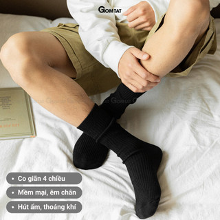 Tất đen trơn cổ ngắn, cổ trung, cổ cao nam nữ GOMTAT phong cách basic, chất liệu cotton thoáng mát - FIVE