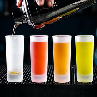Bộ 6 ly thủy tinh shot 65ml, Ly uống rượu mạnh, cocktail, tequila, màu trong suốt & mờ