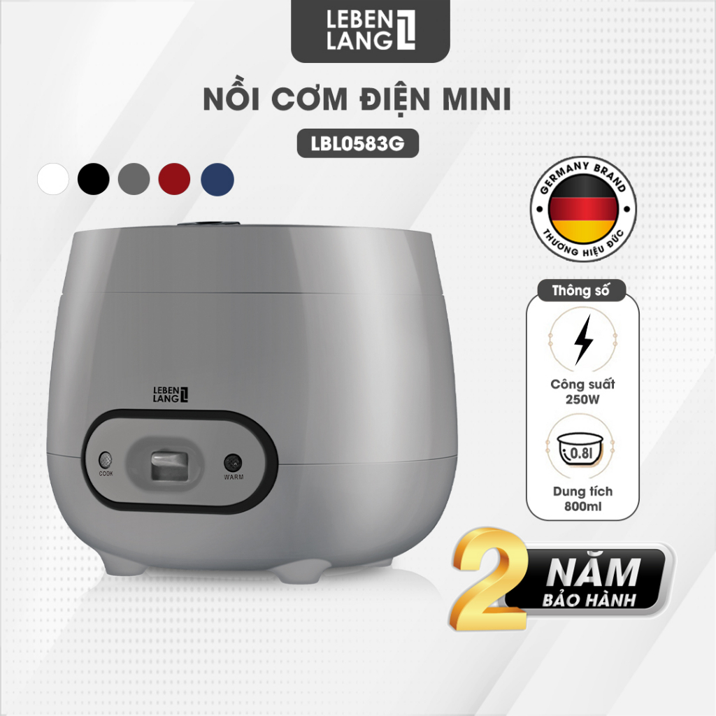 Nồi cơm điện mini Lebenlang LBL0583 dung tích 800ml, công suất 250W nhỏ gọn, thiết kế đơn giản hiện đại-chính hãng