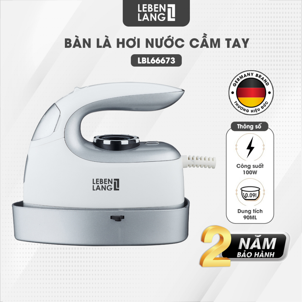 Bàn là hơi nước cầm tay mini Lebenlang LBL66673, ủi hơi nước cầm tay công suất 1000W, bình chứa 90ml-hàng chính hãng