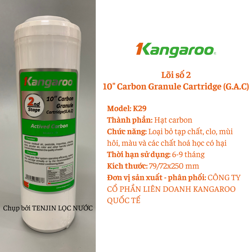 Lõi Lọc Thô Số 2 Kangaroo Loại Mới Nhất Extra - Than Hoạt Tính Chính Hãng Dành Cho Máy Lọc Nước RO