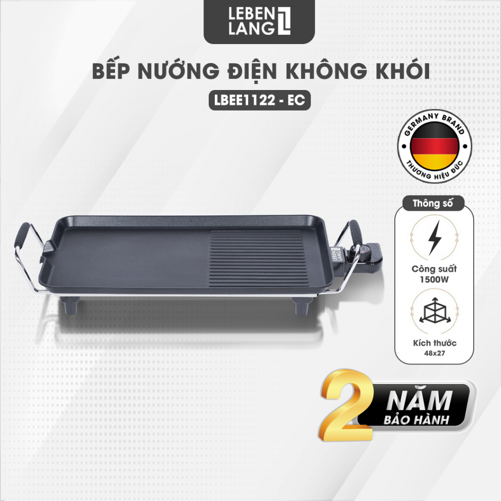 Bếp nướng điện không khói Lebenlang LBEE1122-EC của Đức, công suất 1500W, bảo hành 2 năm - hàng chính hãng
