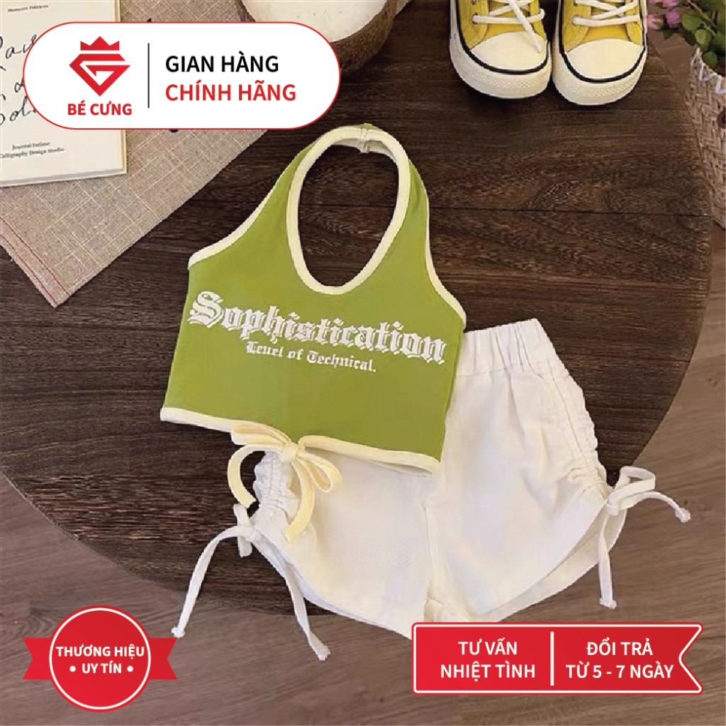 Set Áo Yếm Kèm Quần Đùi Rút Dây Mùa Hè BÉ CƯNG Dành Cho Bé Gái - 65C