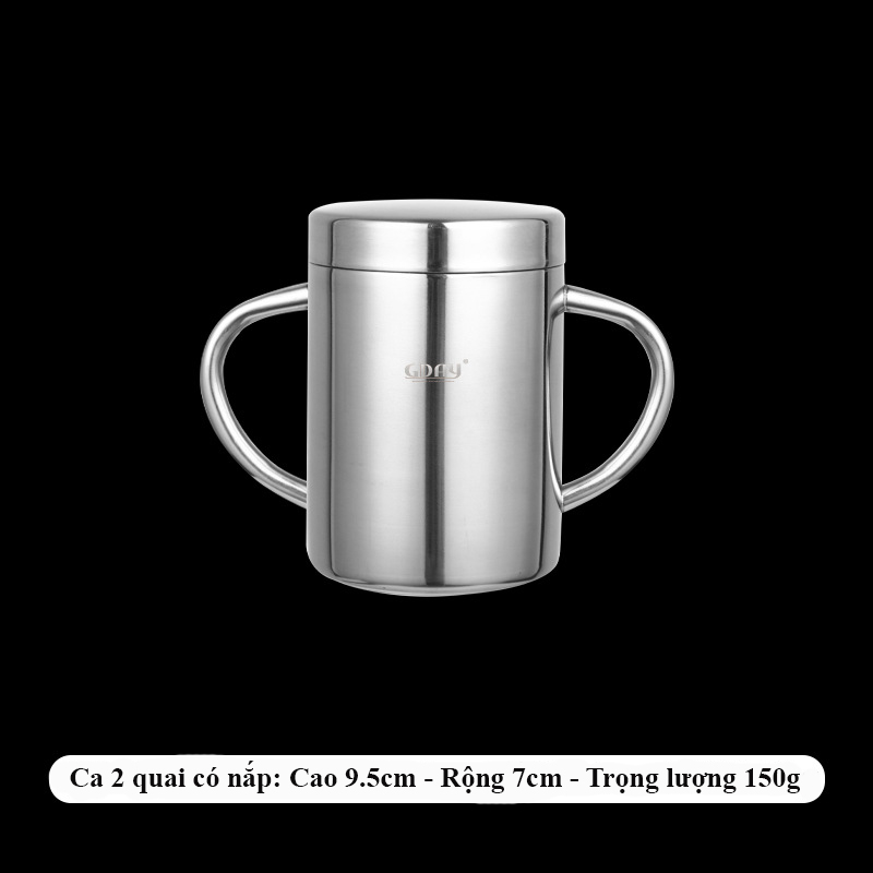 Cốc inox 304, ca inox có quai,có nắp, cứng, bền, cách nhiệt cao cấp ...