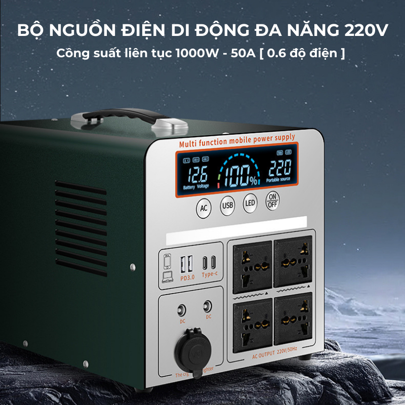 Trạm sạc dự phòng di động - nguồn điện di động du lịch dã ngoại 1000W ...
