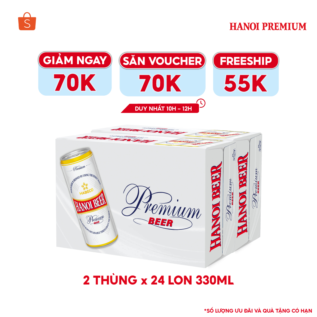 [Mã BMLTB35 giảm đến 35K đơn 99K] HỎA TỐC HÀ NỘI - COMBO 2 Thùng 24 lon Bia Hanoi Premium - HABECO (330ml/lon)