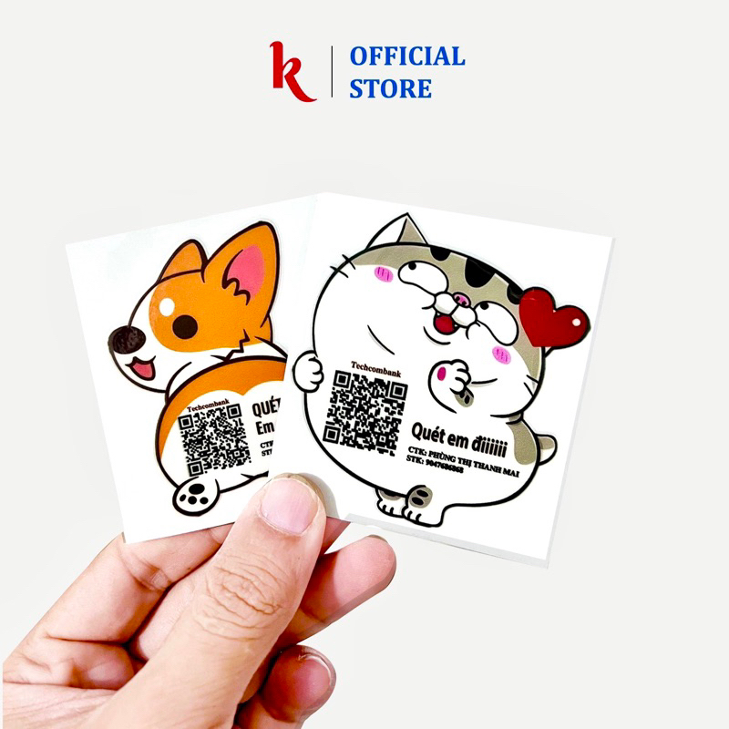 Miếng dán mã QR code STK bank theo yêu cầu cho ốp lưng điện thoại, máy ...