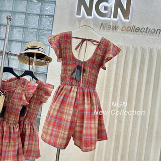 Sét bộ thời trang nữ mặc đi chơi chất xốp caro áo tay bèo cánh tiên mix quần đùi short 2 màu dễ phối đồ xinh xắn
