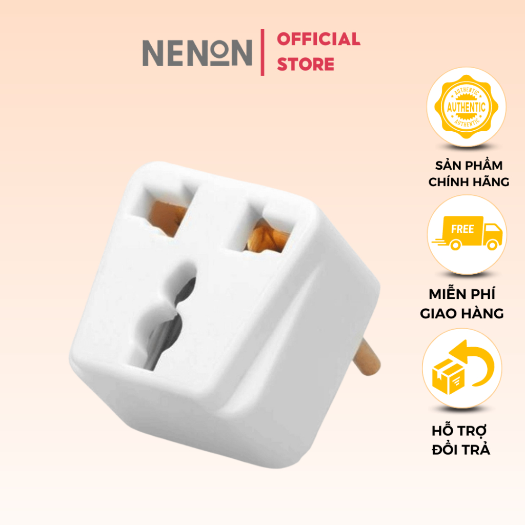 Phích Cắm Điện Chuyển Đổi Từ 3 Chân Sang 2 Chân VINAKIP 10A - 250V