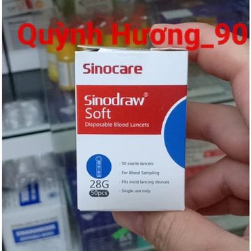 Kim lấy máu thử tiểu đường Sinocare, kim chích máu tiểu đường thân tròn 4 cạnh đã tiệt trùng (hộp 50 kim )