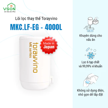 Lõi lọc nước thay thế Torayvino MKC-EG Khuyên dùng cho rửa rau quả, rửa mặt 1500L - Chính hãng