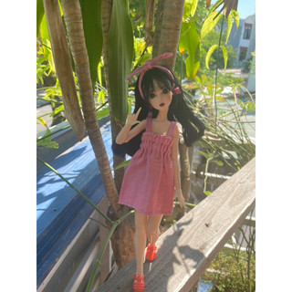 Váy 2 dây hồng basic size xinyi, blythe