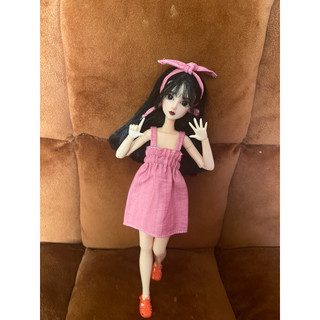 Váy 2 dây hồng basic size xinyi, blythe